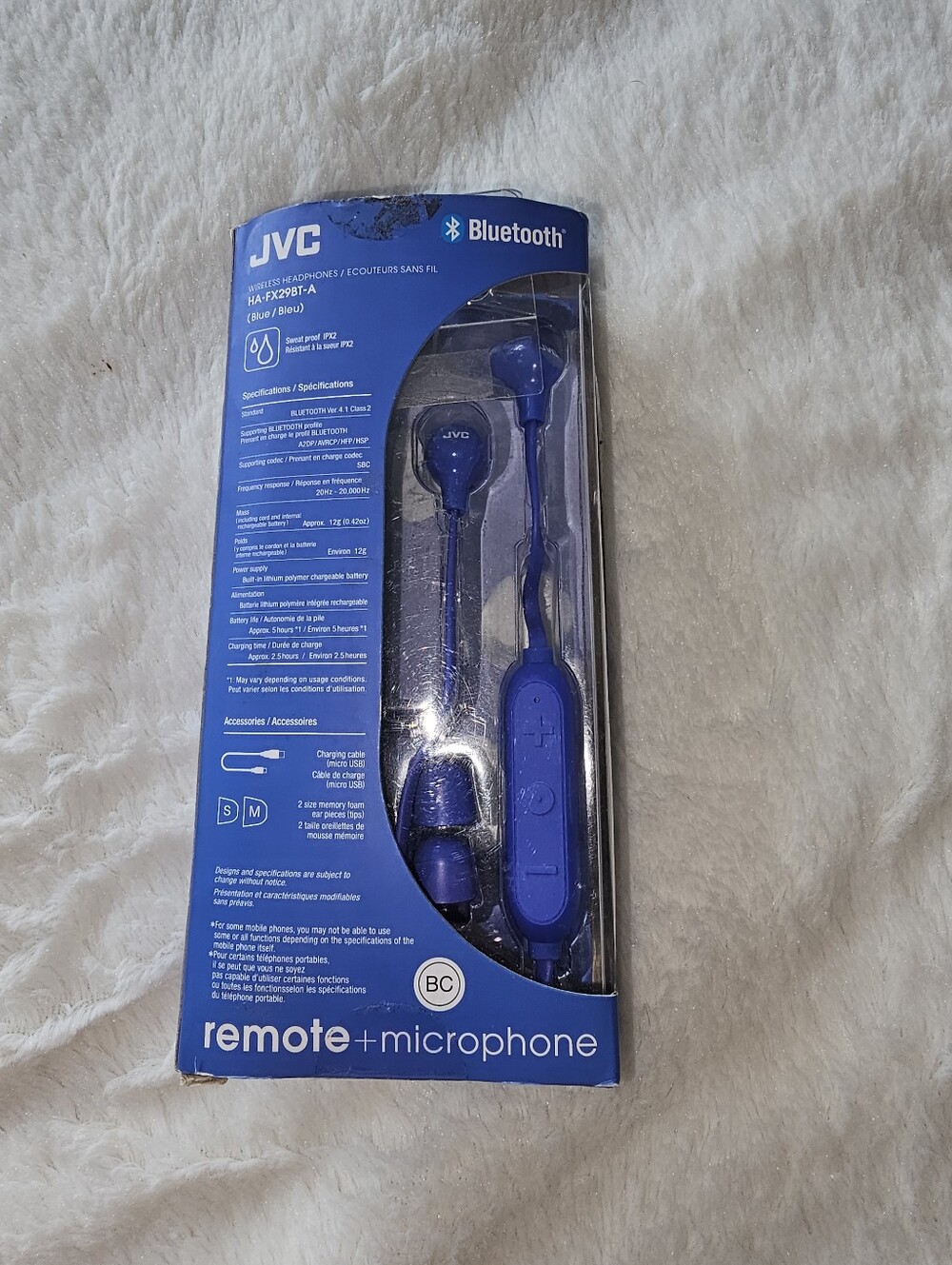 JVC Blue Bluetooth In-Ear Headphones with Remote & Microphone